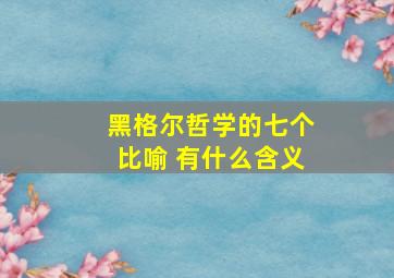 黑格尔哲学的七个比喻 有什么含义